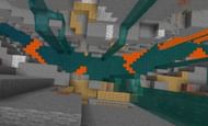 Mineshaft in a ravine (Image via Minecraft)